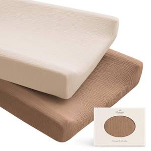 lot 4469 image: Konssy 100% Cotton Muslin Changing Pad Cover 2 Pack, 32x16 Standard Fit