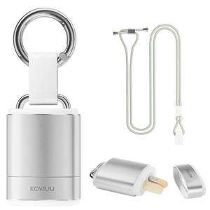 lot 4470 image: Keychain Pill Holder Necklace, KOVIUU Magnetic Pill Organizer, Aluminum Pill Case, Mini Metal Pill Box, Nitroglycerin Emergency Medicine Carrier Key Chain Container for Purse Pocket, Silver