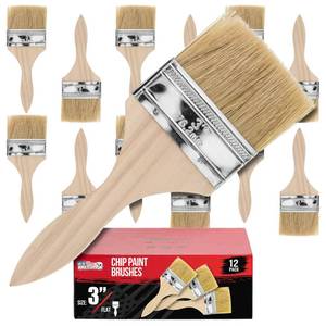 lot 4475 image: U.S. Art Supply 12 Pack of 3 inch Paint and Chip Paint Brushes for Paint