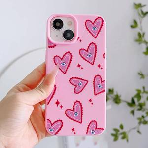 lot 4484 image: wanguagua for iPhone 1314 Case Summer Cute Hearts Eyes Hot Pink