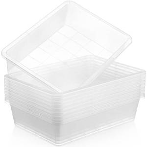 lot 5685 image: Hoteam 10 Pack Flat Bins Paper Trays,Clear,13.78 X 9.84 X 3.15 Inch