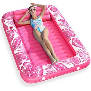 lot 5704 image: Inflatable Tanning Pool Lounger Float - Jasonwell 4 in 1 Sun Tan Tub Sunbathing Pool Lounge Raft Floatie Toys Water Filled Tanning Bed Mat Pad for Adult Blow Up Kiddie Pools Kids Ball Pit (Rose,L)
