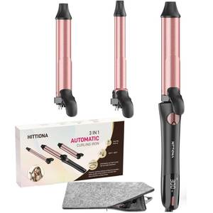 lot 5706 image: Rotating Curling Iron - 3 in1 Automatic Curling Iron with Interchangeable CurlingWand, 34, 1 14, 1 Inch CurlingIron for Lasting Beach Waves, Adjustable Temp, Instant Heat, Dual Voltage (Black)