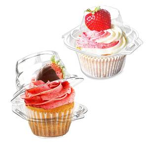 lot 6154 image: LOKQING 50 Pcs Cupcake Boxes Plastic Individual Cupcake Containers Single Cupcake Carrier with Connected Airtight Dome Lid for Party