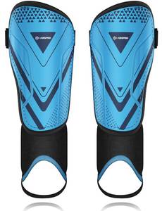 lot 6170 image: Upgraded Soccer Shin Guards for Kids Youth Adults, CE Certified AirsFish Shin Guard Sleeves Protection Gear for Boys Girls Soccer Games EVA Cushion Reduce Shocks and Injuries- Blue (Medium, Blue)
