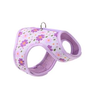 lot 6183 image: Mile High Life Dog Harness, Air Mesh Floral Vest Harness for 20 lbs Small Dogs & Cats, Easy Get on Adjustable Easy Closures Both Neck and Chest(Purple Flower, XS Chest 14-16)