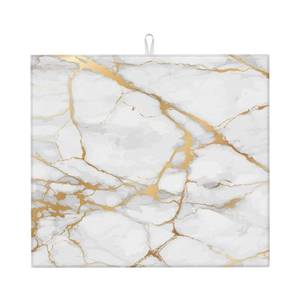 lot 6211 image: Dish Drying Mat White Marble Gold for Kitchen Counter Absorbent 16x18 Inch Microfiber Dishes Plate Glass Dry Draining Pad Reversible Washable