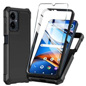 lot 6214 image: Mocotto for Cricket Icon 2026 Phone CaseAT&T Propel 3 5G Case with Tempered Glass Screen Protector,Slim Soft Silicone Full-Body Protective Cover (Black)