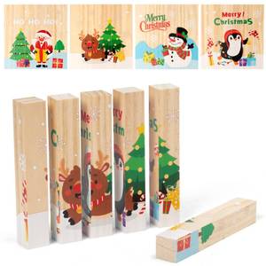 lot 6220 image: CJiangpo Christmas Wooden Puzzles for Toddlers 2 Years, 4 in 1 Christmas Chunky Puzzle Blocks Sensory Toys for Boys Girls, Stacking Educational Toy Xmas Party Favors Toddlers Gift Classroom Prizes