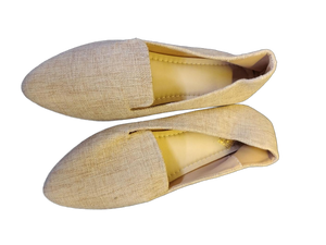 lot 6274 image: Slip-On Loafers Size 40 Cream Canvas Yellow Trim