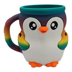 lot 7277 image: Ice Cream Pint Holder �� Fits Standard Pints �� Dual Spoon Sockets �� Keeps Hands Warm �� Fun Unique Designs with Vibrant Colors �� Reusable Ice Cream Sleeve - Ramen Noodle Holder (Rainbow Penguin)