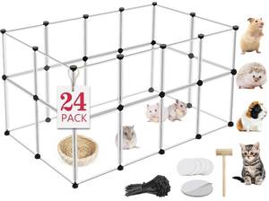 lot 7290 image: VISCOO 24 Panels Small Animals Playpen,48x24x28 Transparent Pet Playpen