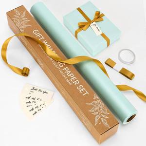 lot 7293 image: Sky Blue Gift Wrapping Paper Roll Set for Birthday Baby Shower Wedding