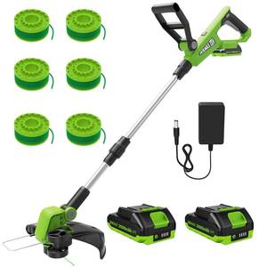 lot 7297 image: VARSK 12 Inch 20V Cordless Weed Wacker with Automatic Line Feed, 2 in 1 String Trimmer and Edger, Includes 2 X 2.0Ah Batteries1 X Charger6 X Replacement Spools, Weed Eater for Lawn, Garden