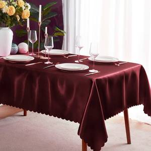 lot 8251 image: KKJIAF 1 Pack Burgundy Satin Tablecloth 58 x 102