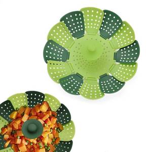 lot 8284 image: RUITASA Steamer Basket, Silicone Steamer, Leisure Lotus for Steaming Food and Vegetables - Folding, Non-Scratch, BPA-Free (Green)