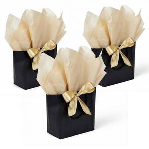 lot 8327 image: Papertide Small Black Gift Bags with Ribbon &amp Tissue Paper