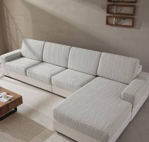 lot 10337 image: QIANMEW Couch Cushion Covers, Super Stretch Washable Sofa Slipcovers for L Shaped & Modular Seats, Pet-Friendly Furniture Protector with Stripe Design, (1 Seat Cover S, Light Gray)