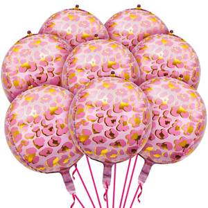 lot 10358 image: Geelin 8 Pcs Cheetah Print Balloons Pink Leopard Balloons, 22 Inch