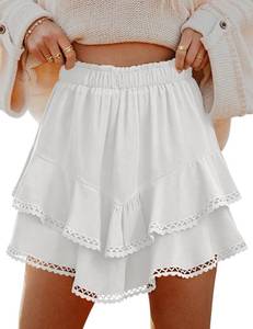lot 10361 image: Rorzain Flowy Skirts for Women Boho Ruffle Skorts Tiered Mini Skirt,White,Large