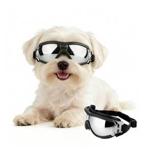 lot 10372 image: PETLESO Dog Goggles for Small Breeds, UV Protection Dog Sunglasses with Adjustable Straps, Windproof Pet Eyewear for Small Pet, Soft Frame, Black S