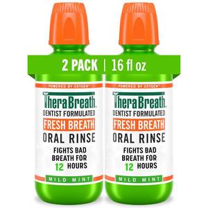 lot 10374 image: TheraBreath Fresh Breath Mouthwash, Mild Mint Flavor, Alcohol-Free, 16 Fl Oz (2-Pack)