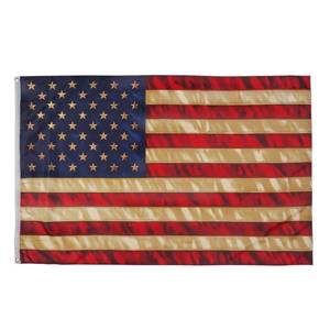 lot 10377 image: Vintage American Flag 3x5 ft Tea Stained American Flags Heavy Duty Old Antiqued USA Flag for Outside with 2 Brass Grommet for Room Wall Decoration