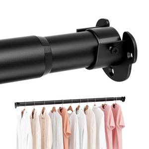 lot 11737 image: ENJOYBASICS 17-53 Heavy Duty Closet Rod for Hanging Clothes, Black