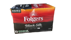 lot 12263 image: Folgers Black Silk K-Cup Pods Coffee 10 Count 2.8 oz