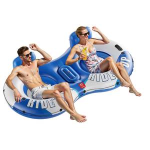 lot 13135 image: QPAU Heavy Duty River Tube for 2 People, 660 lb Capacity, 93 in, Blue&White