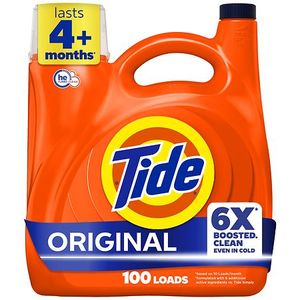 lot 13153 image: Tide Original HE Deep Cleaning Concentrated Liquid Laundry Detergent Soap 100 Loads - 125 fl oz LEAKED