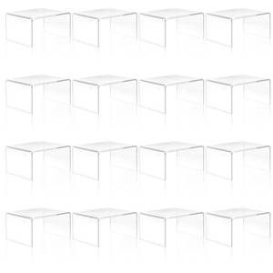 lot 13155 image: mekueeex 16 Pack Clear Acrylic Display Risers, Display Stand for Figures, Buffets, Dessert, Cupcakes, Candy, Jewelry and Collectibles (4.1 x 3.2 x 2.2 )
