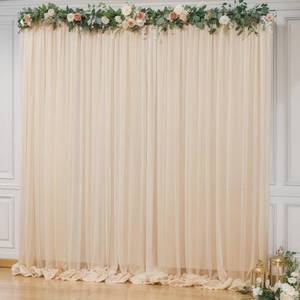 lot 14310 image: 10x10ft Champagne Tulle Backdrop Curtain for Parites, Semi-Sheer Backdrop Curtains for Wedding Baby Shower Birthday Party Photo Shoot Decorations