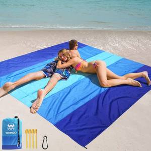 lot 14314 image: WIWIGO Beach Blanket Mat Waterproof Sandproof for 2-8 Adults Quick Drying