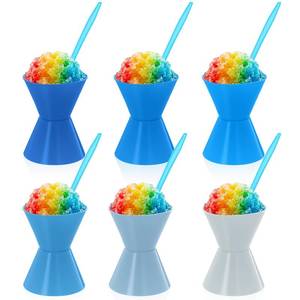 lot 14326 image: Mysora 6 Pack 6oz Reusable Silicone Snow Cone Cup Set, Blue
