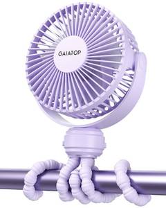 lot 14328 image: Gaiatop Mini Electric Fan with 360 Rotation, 5.5mm Gaps, Rechargeable Battery, 3 Speeds, Purple