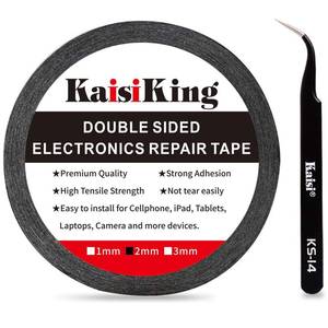 lot 14346 image: Kaisiking 2mm LCD Repair Tape for Phone Screen, Adhesive Tape with 1 Tweezers for Cell Phone, iPad, Tablets, Laptops, Camera