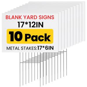 lot 19393 image: 10 Pack Yard Signs,Metal Stakes, 17 x 12 Inches, Corrugated Plastic Board
