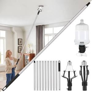lot 19394 image: Mechavora 12Ft Light Bulb Changer for High Ceilings Lightweight 18FT Reach Light Bulb Replacement Removal Tool Extension Pole with Baskets Gripper and Suction Cup Fits Recessed and Standard Bulbs