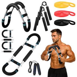 lot 19408 image: Soulchen 8 Pcs Twister Arm Trainer Adjustable 5 Resistance Levels 30-120 Lbs Chest Arm Workout Equipment for Men Women 3 Grip Strength Trainer Wrist Forearm Strengthener 3 Resistance Bands 1 Jump Rope