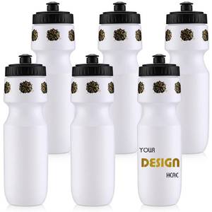 lot 19425 image: Talltalk 6 Pack Cheerleader Gift Bulk Cheer Water Bottles Cheerleading Plastic Squeeze Sports Tumbler Cups with Pull Top Cap Reusable for Cheer Sports Party Favors Team Gifts Bags Fillers(Black Gold)