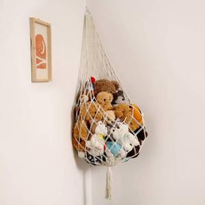 lot 20270 image: Amdermi Stuffed Animal Storage Organizers Toy Hammock Corner Hanging Net Stuffy Animal Hammock Macrame Toy Display Plush Toy Holder Wall, Kid Bedroom Decor Boho Nursery Playroom Organizer (Cream XL)