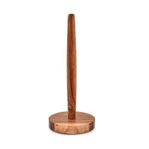lot 20284 image: NIRMAN Acacia Wood Paper Towel Holder Decorative Countertop Standing Rolls Holder for Kitchen, Toilet, Pantry and Bathroom (5 x 5 x 12)