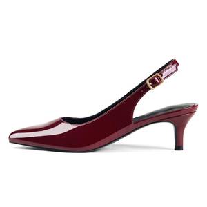 lot 20287 image: GENSHUO Womens Kitten Heels Closed Toe Slingback Pumps Burgundy Size 10