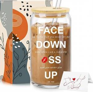 lot 20297 image: TOJIA Funny Mothers Day Gifts for Wife, Girlfriend �� Naughty Anniversary, Valentines Day, Christmas Gag Gift for Her �� Never Let Me Down Hidden Message 16 OZ Iced Coffee Tumbler