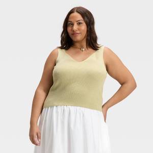 lot 20357 image: Womens V-Neck Sweater Tank - A New Day Light Green 1X