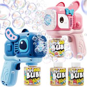 lot 20408 image: 2 Pack Bunny Bubble Machine Gun for Toddlers,Fast Bubble Blast 10,000 BPM, Leak-Proof Bubble Blower with LED Lights, Outdoor Spring Easter Toy Gift for Boys Girls Ages 3-6