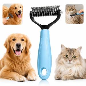 lot 20441 image: Deshedding Dog Brush 2-in-1 �� Upgraded Dematting Comb Undercoat Rake, Dog Shedding Brush for Long Short Hair, 6.69�3.94in 0.14lbs, Pro Grooming Tool for Dogs Cats Small Medium Large Breeds