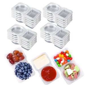 lot 20457 image: RXRRXR 20PCS Double Compartment Condiment Container With Lids - Reusable Snack Pack Containers for Take-out Sauces