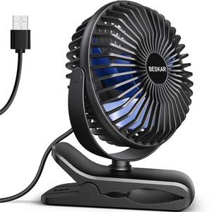 lot 20468 image: BESKAR USB Clip on Fan, Portable Small Desk Fan with Cord Powered